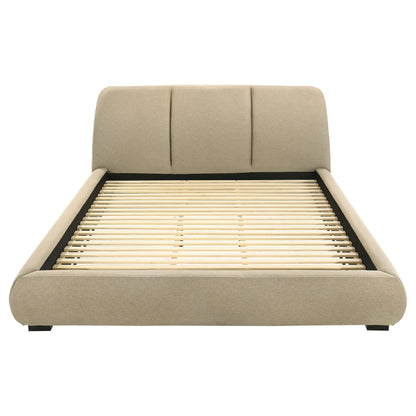 Mokena 46-inch Upholstered Eastern King Platform Bed Brown