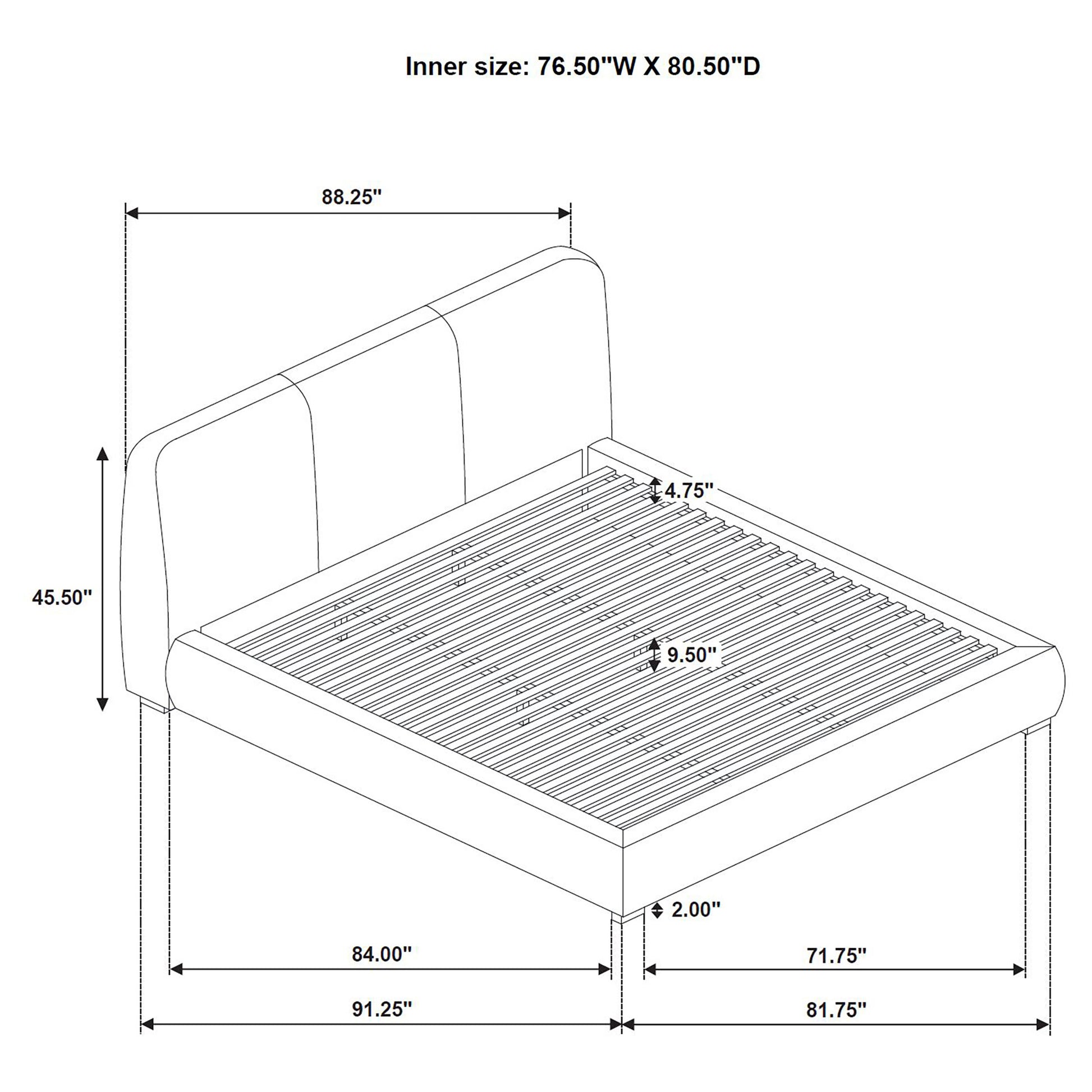Mokena 46-inch Upholstered Eastern King Platform Bed Brown