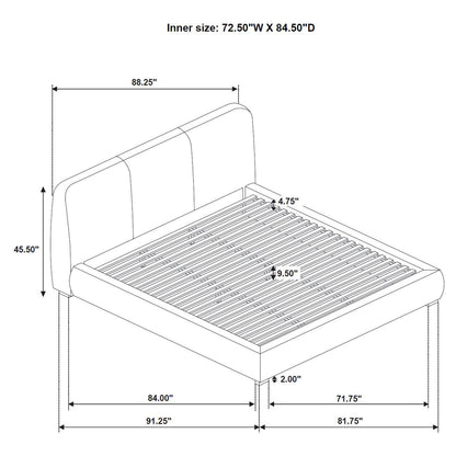 Mokena 46-inch Upholstered California King Platform Bed Brown