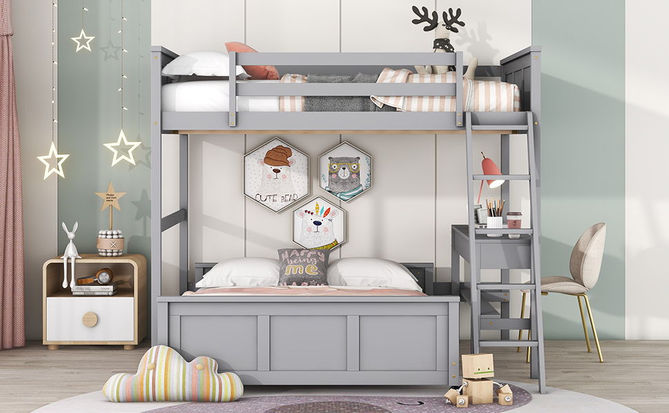 Full Over Full Bunk Bed With Desk - The Sleep Loft - Online Mattress Showroom NYC