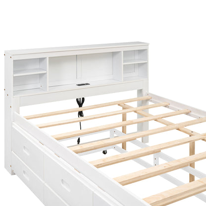 Platform Bed With Storage Headboard, USB, Trundle And 3 Drawers - The Sleep Loft - Online Mattress Showroom NYC