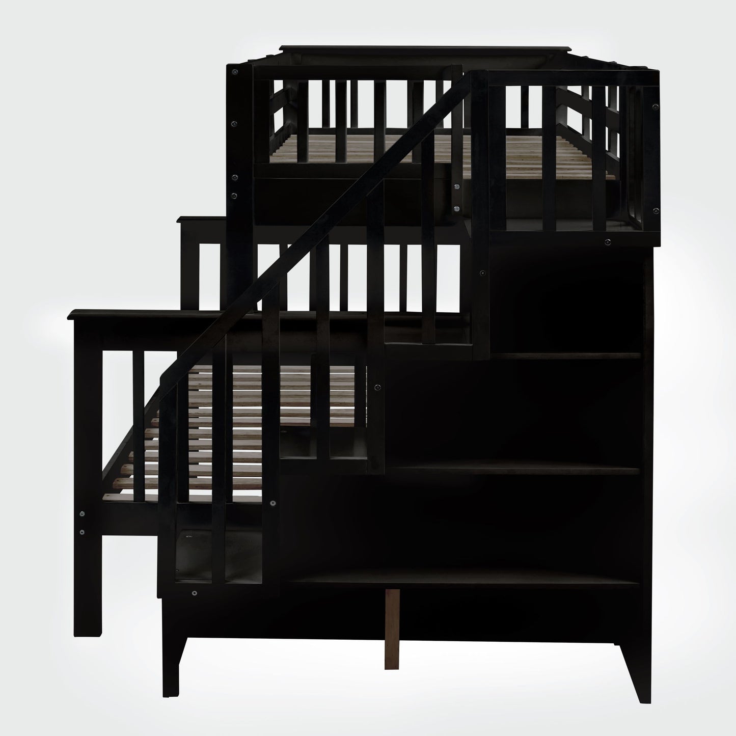 Bunk Bed With Twin Size Trundle, Storage And Guard Rail For Bedroom - The Sleep Loft - Online Mattress Showroom NYC