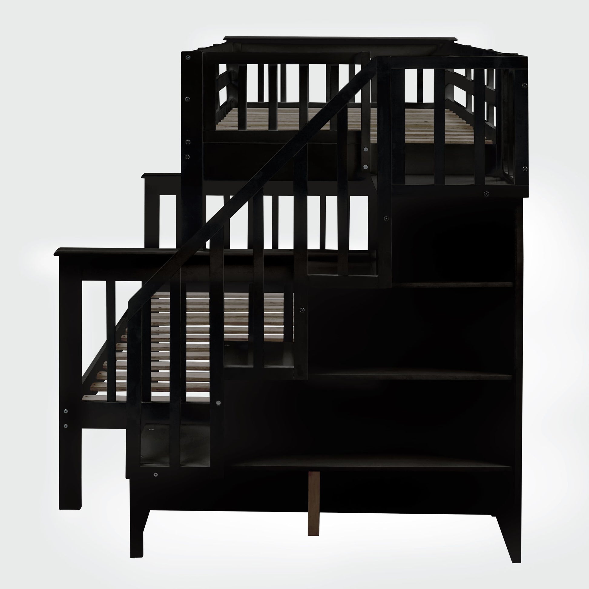Bunk Bed With Twin Size Trundle, Storage And Guard Rail For Bedroom - The Sleep Loft - Online Mattress Showroom NYC