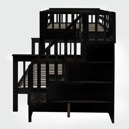 Bunk Bed With Twin Size Trundle, Storage And Guard Rail For Bedroom - The Sleep Loft - Online Mattress Showroom NYC