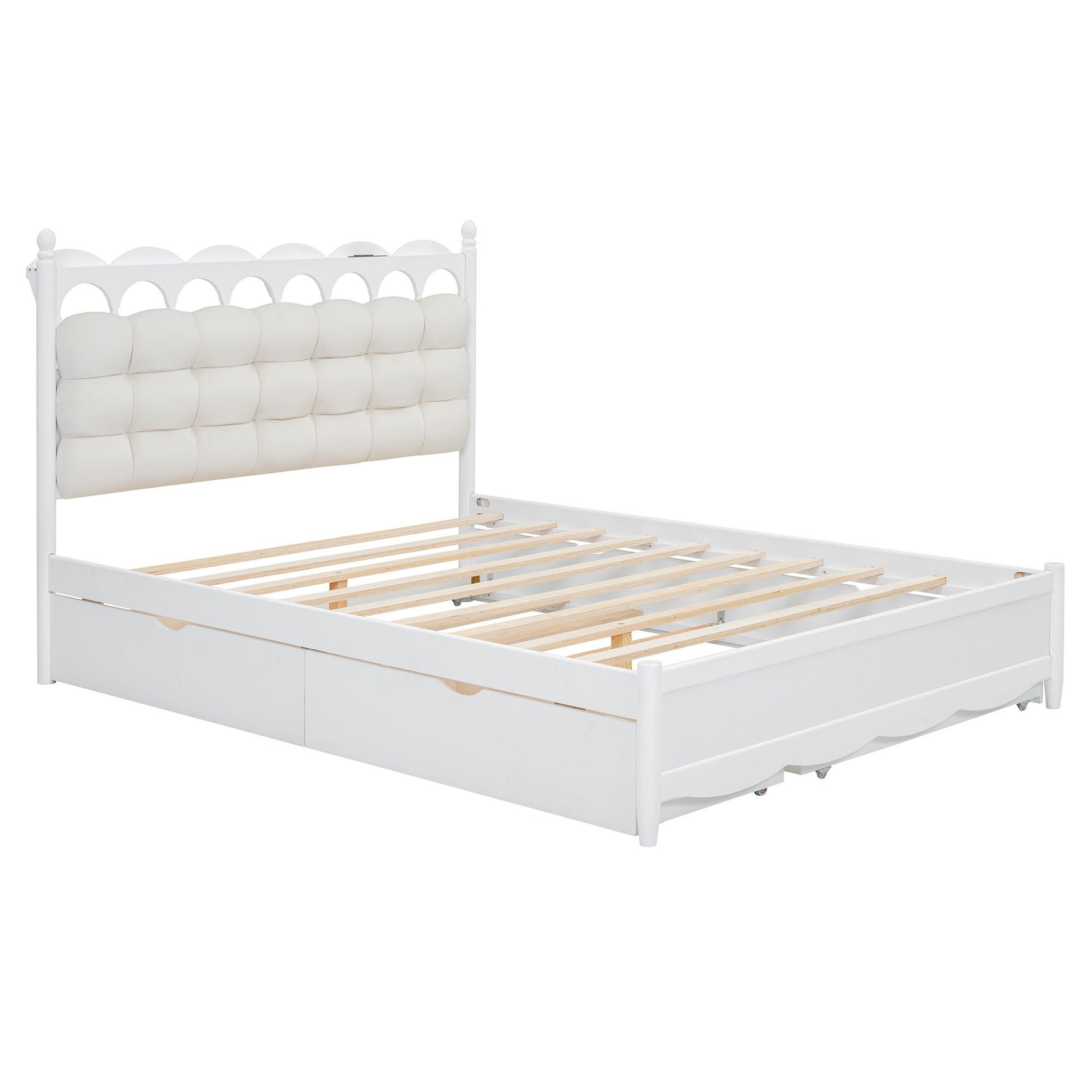 Storage Platform Bed, With 2 Big Drawers, Trundle, One Set Of Sockets & USB Ports - The Sleep Loft - Online Mattress Showroom NYC