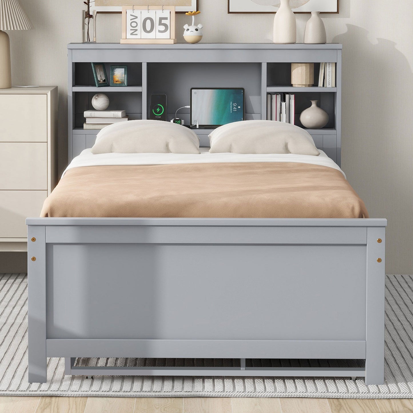 Platform Bed With Storage Headboard, USB, Trundle And 3 Drawers - The Sleep Loft - Online Mattress Showroom NYC