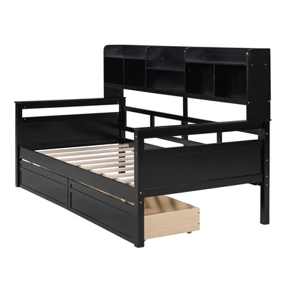 Daybed, Slat Support, With Bedside Shelves And 2 Drawers - The Sleep Loft - Online Mattress Showroom NYC