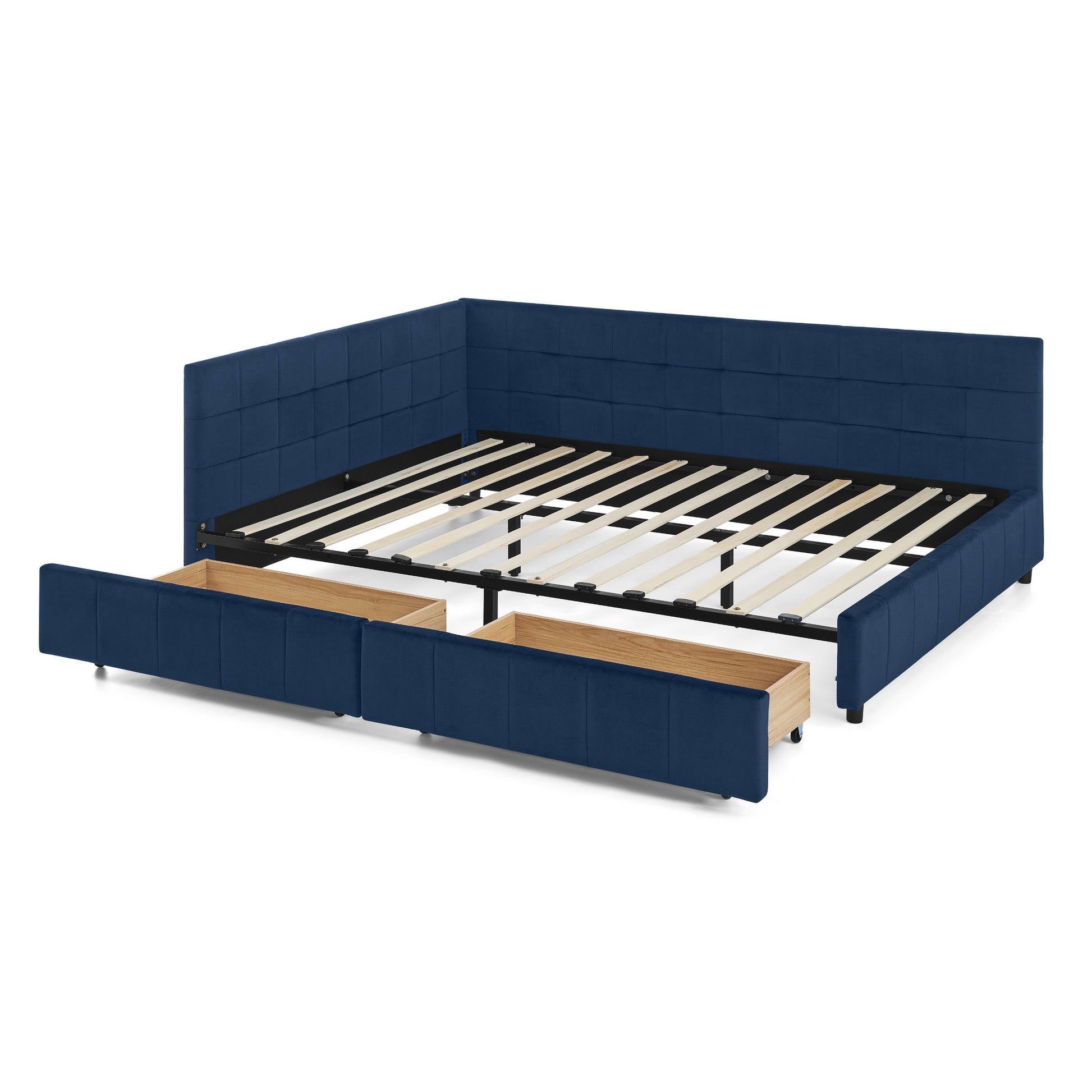 Upholstered Bed Frame With Tufted Backrest And Armrests - The Sleep Loft - Online Mattress Showroom NYC