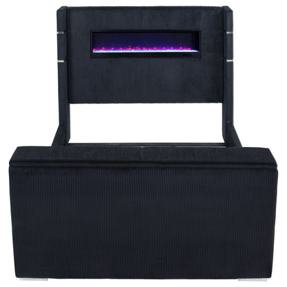 Tisdall Eastern King Flame Visualizer Wingback TV Bed Black