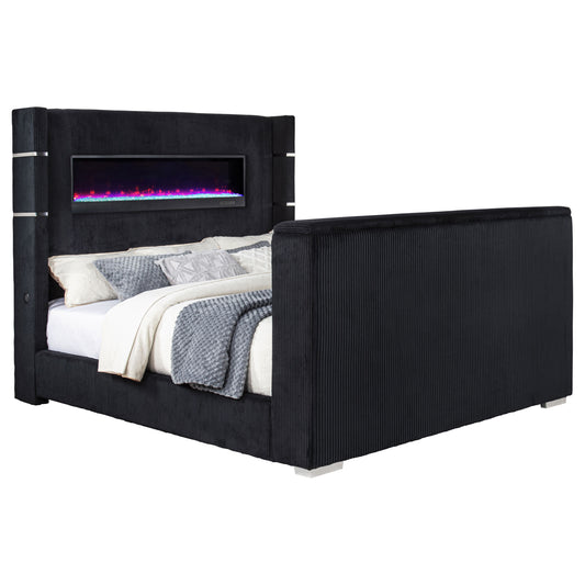 Tisdall California King Flame Visualizer TV Bed Black - The Sleep Loft - Online Mattress Showroom NYC