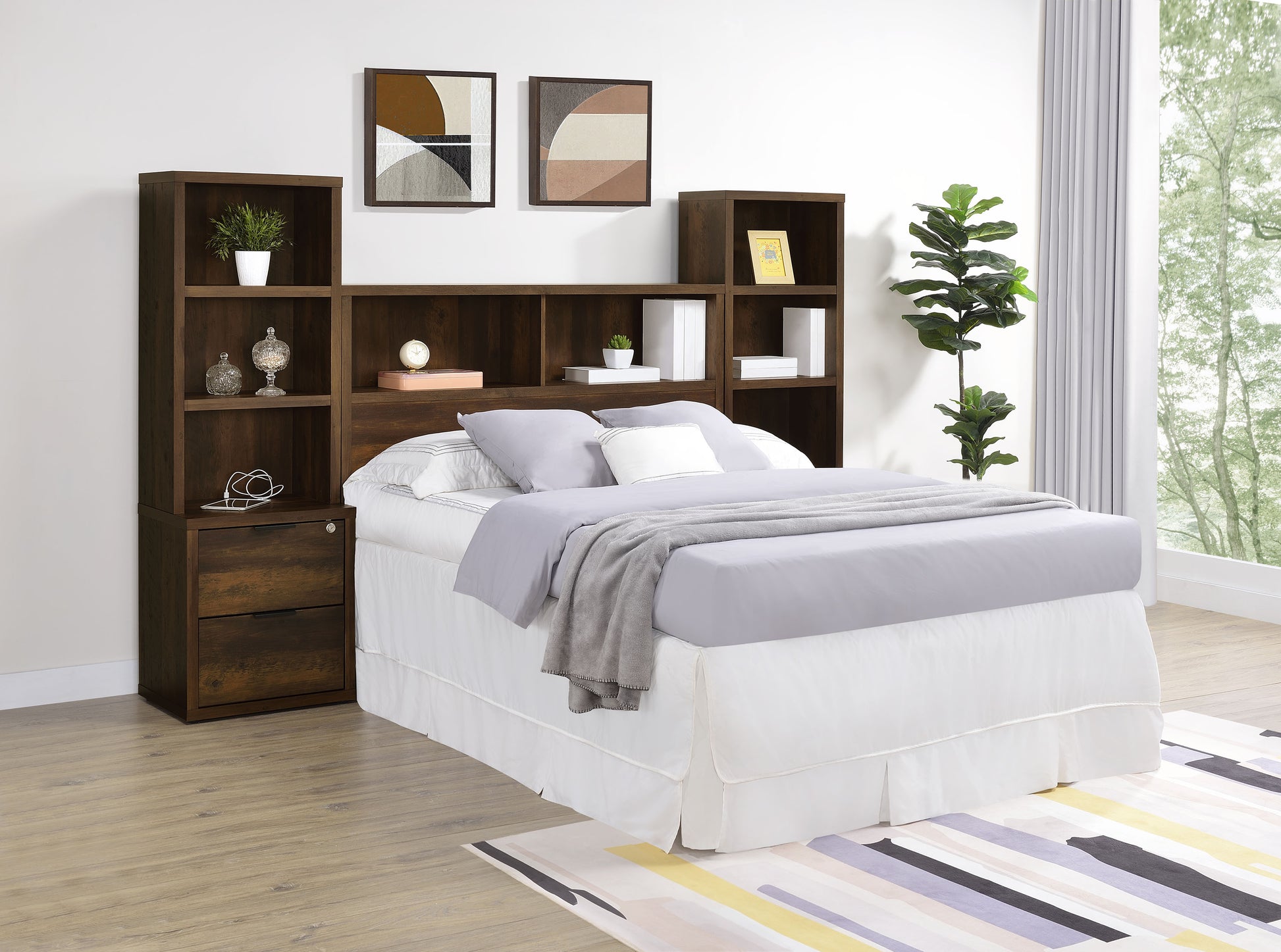 Westpark 49-inch Full Bookcase Headboard Dark Pine