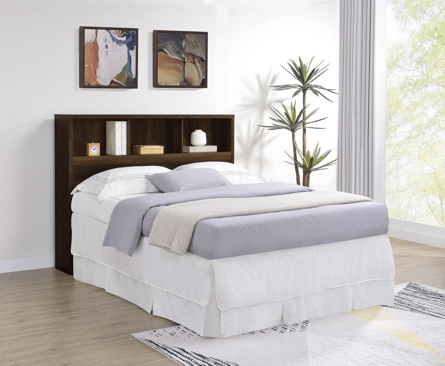 Westpark 49-inch Queen Bookcase Headboard Dark Pine
