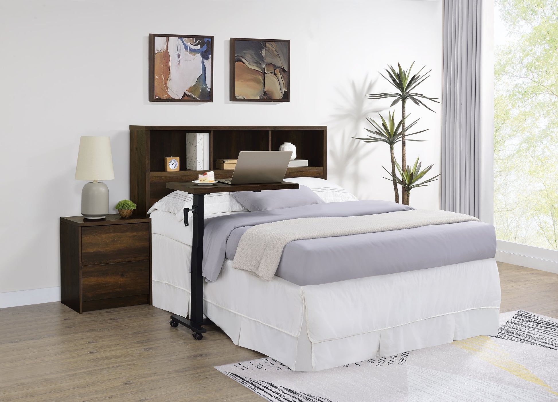 Westpark 49-inch Queen Bookcase Headboard Dark Pine