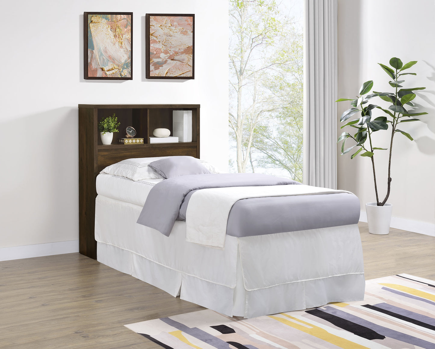 Westpark 49-inch Twin Bookcase Headboard Dark Pine