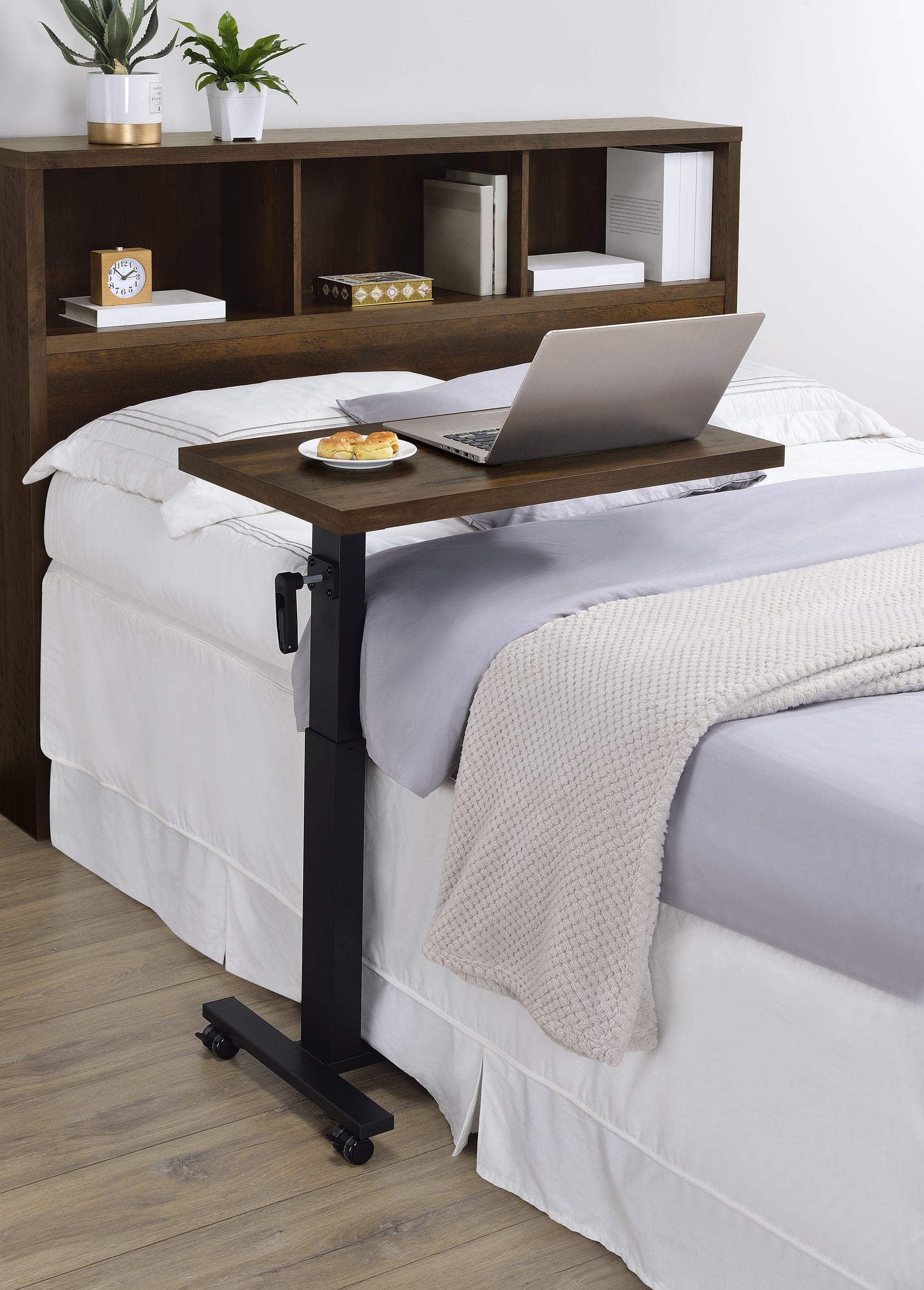 Westpark Height Adjustable Mobile Bedroom C-Table Dark Pine