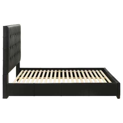 Medley Genuine Leather Queen Panel Platform Bed Black