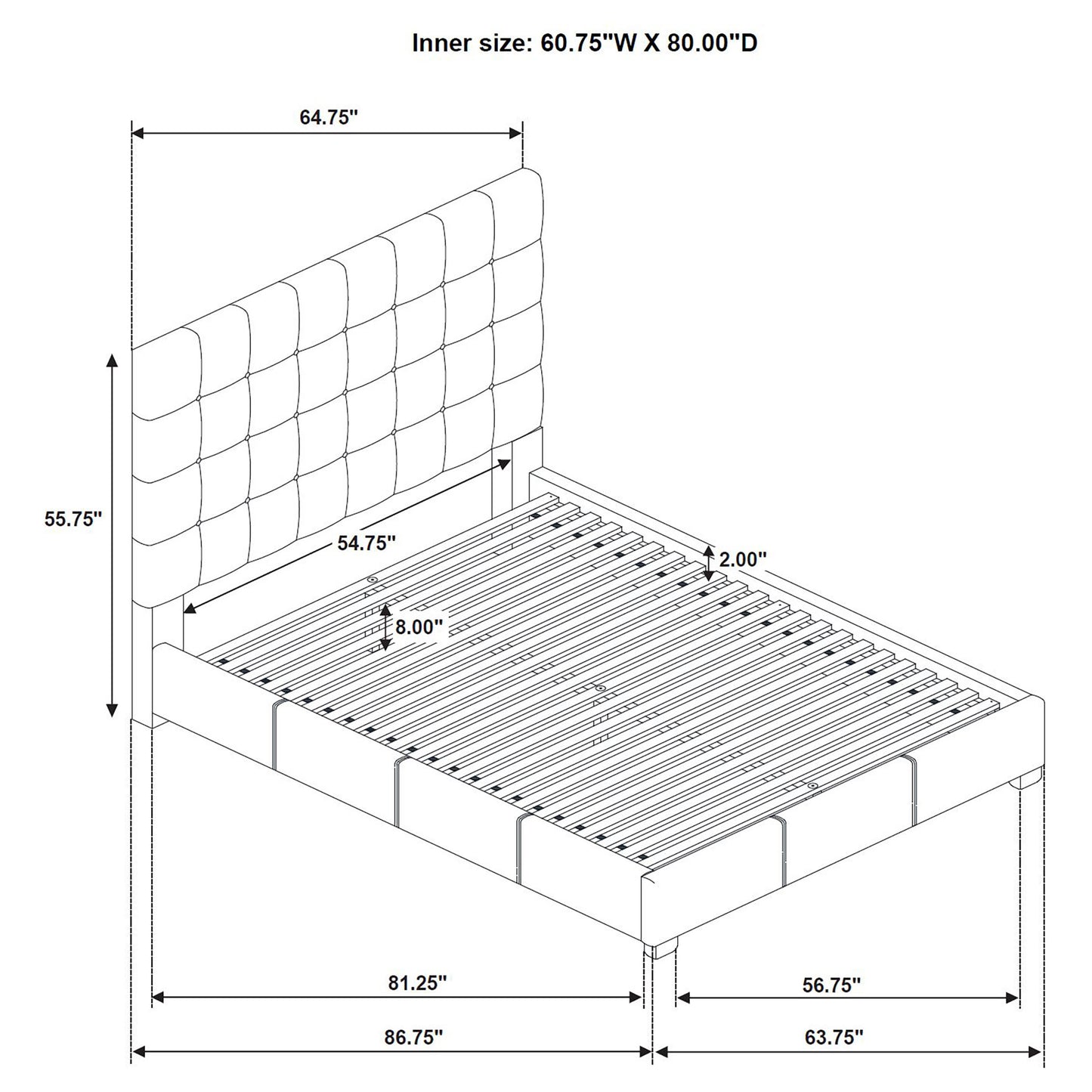 Medley Genuine Leather Queen Panel Platform Bed Black