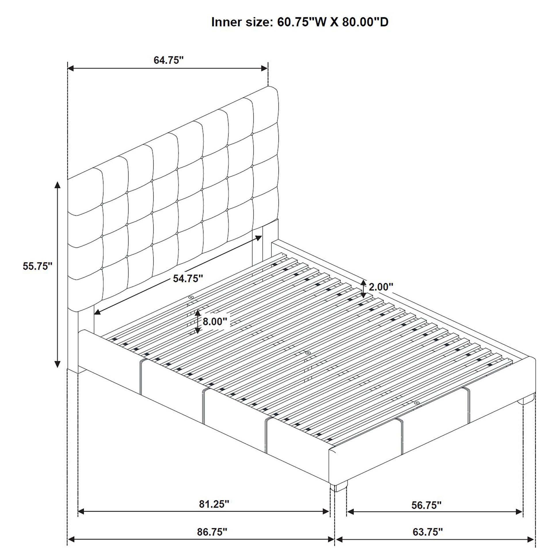 Medley Genuine Leather Queen Panel Platform Bed Black