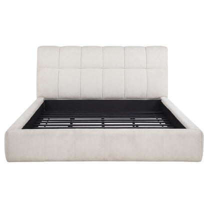 Nollet 48-inch Upholstered California King Platform Bed Cream