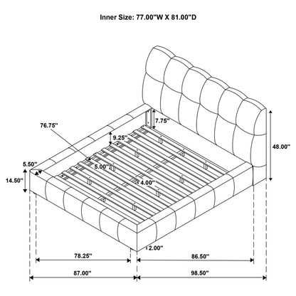 Nollet 48-inch Upholstered Eastern King Platform Bed Grey