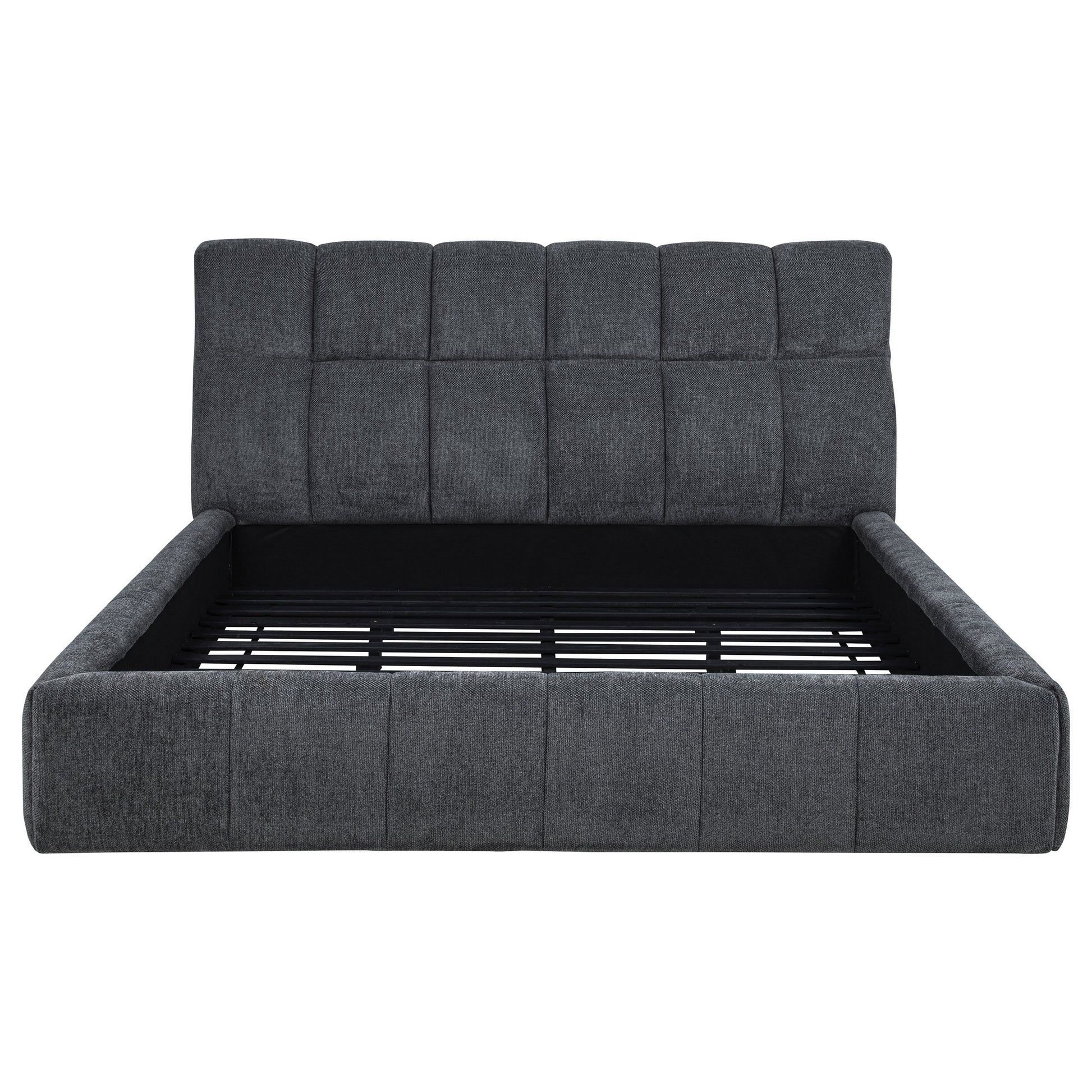 Nollet 48-inch Upholstered California King Platform Bed Grey