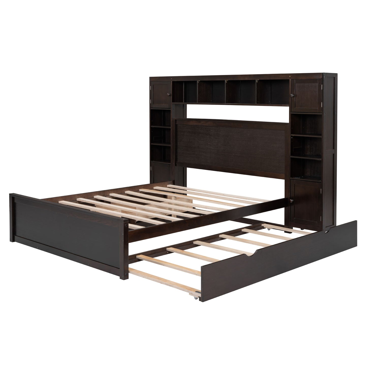 Bed With All In One Cabinet, Shelf And Sockets, Twin Long Trundle - The Sleep Loft - Online Mattress Showroom NYC