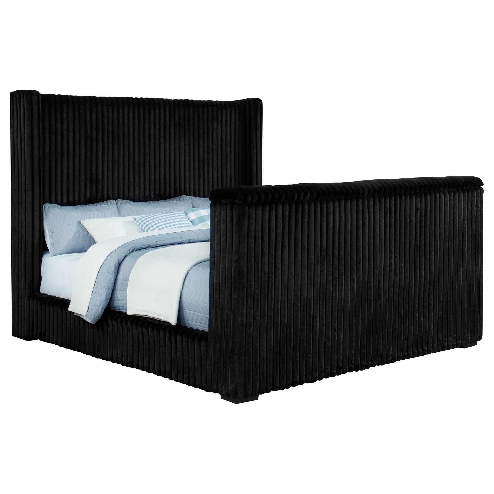 Centergrove Upholstered California King Wingback TV Bed Black