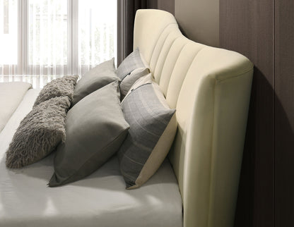 Evelyn Upholstered Queen Panel Platform Bed Ivory