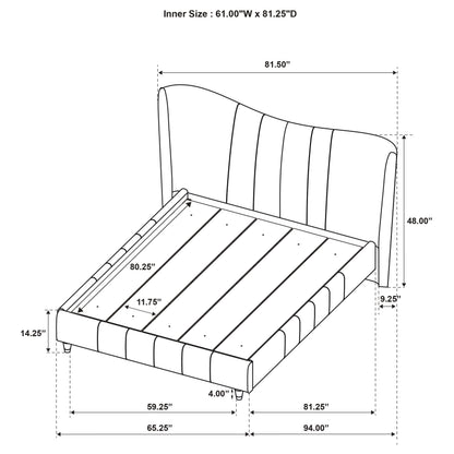 Evelyn Upholstered Queen Panel Platform Bed Ivory