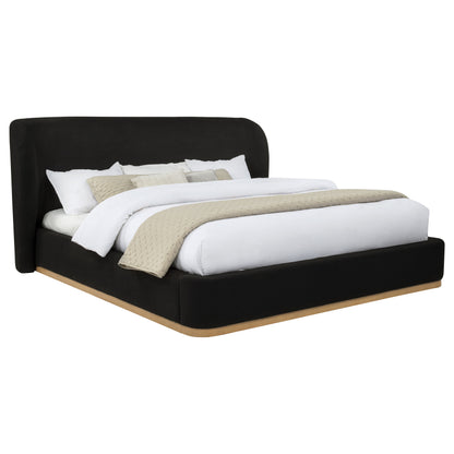 Blaire Upholstered Eastern King Wingback Platform Bed Black