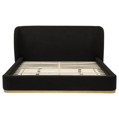 Blaire Upholstered Eastern King Wingback Platform Bed Black