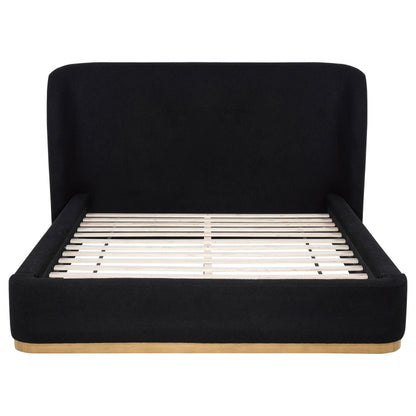 Blaire Upholstered Queen Wingback Platform Bed Black