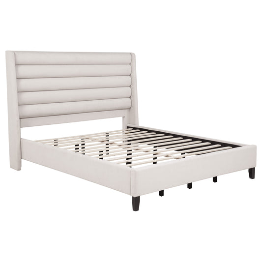 Leslie Upholstered Tufted California King Wingback Platform Bed Beige - The Sleep Loft - Online Mattress Showroom NYC