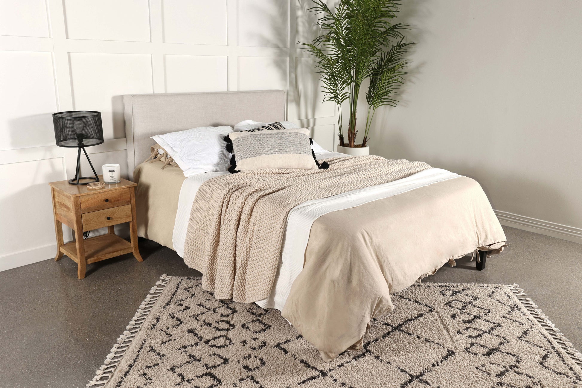 Kosmo Upholstered King Panel Headboard Sand