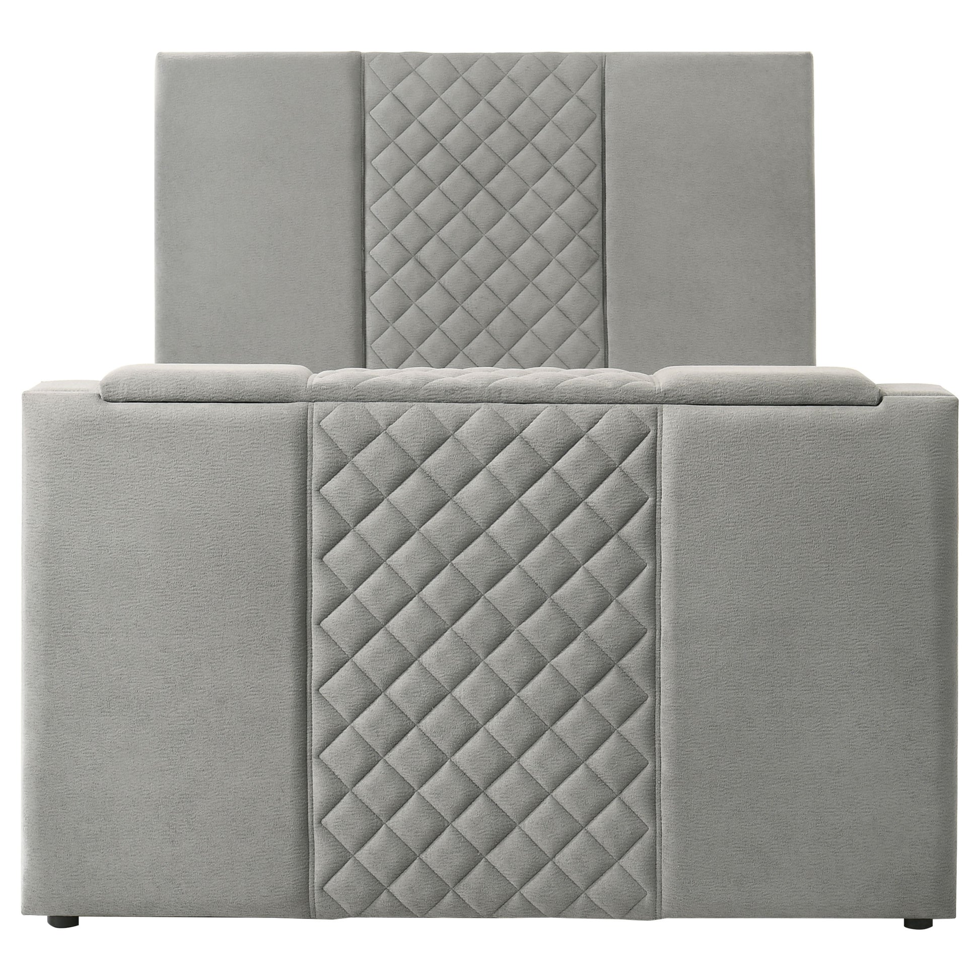 Tara 61-inch Upholstered Queen Panel TV Bed Grey