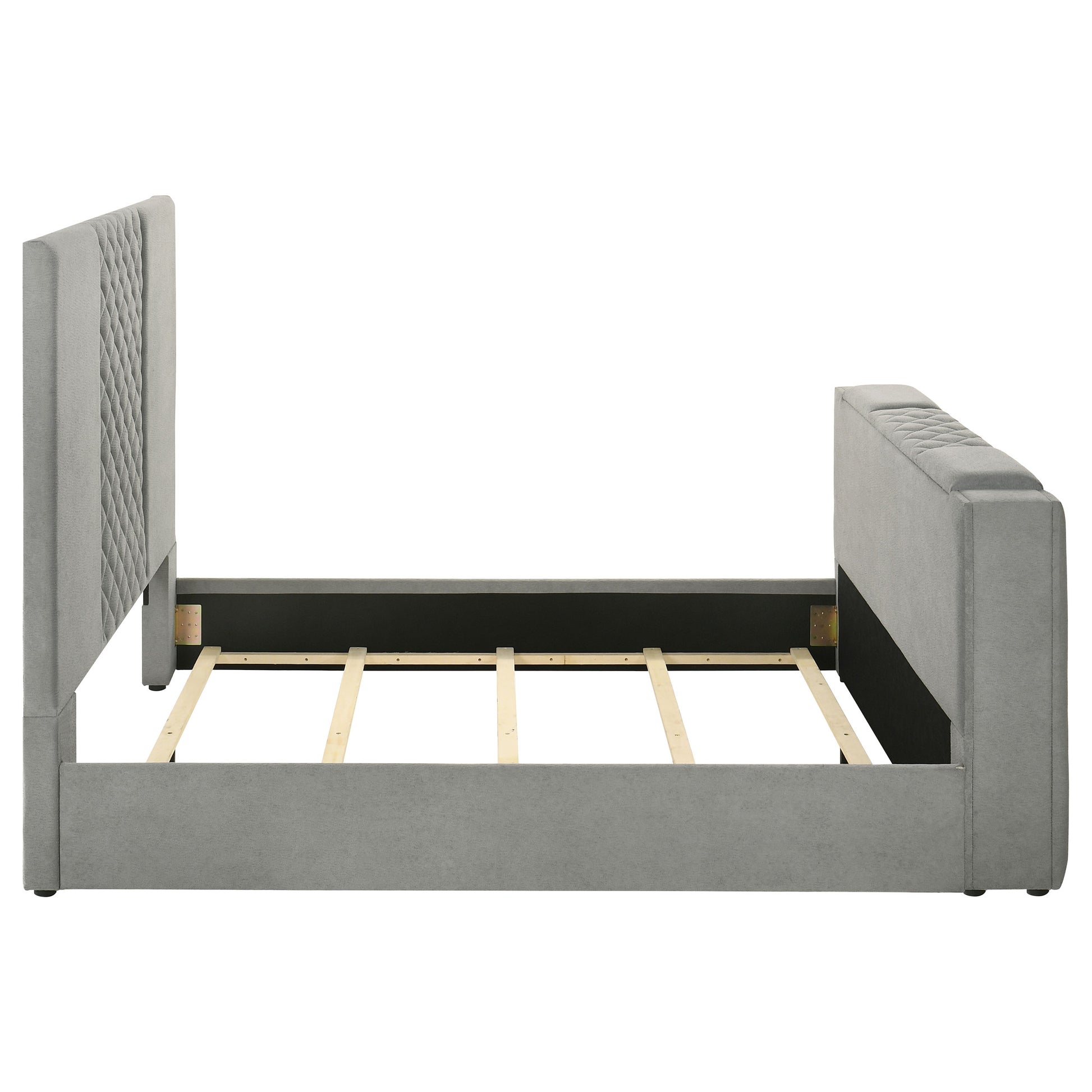 Tara 61-inch Upholstered Queen Panel TV Bed Grey