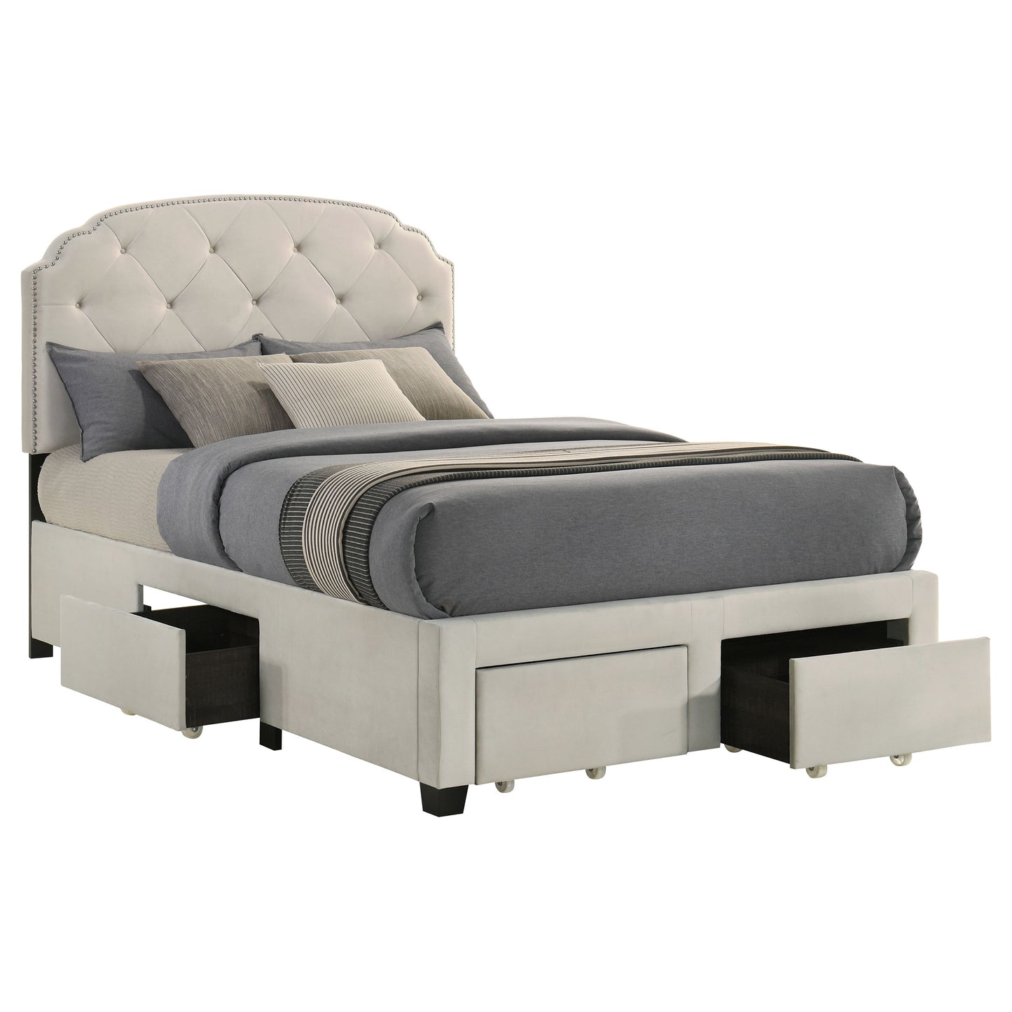 Marianna 4-drawer Upholstered Full Storage Bed Cream