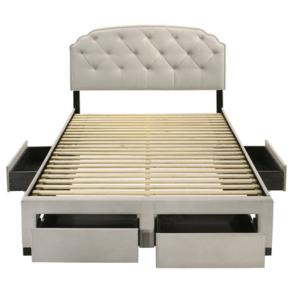 Marianna 4-drawer Upholstered Queen Storage Bed Cream