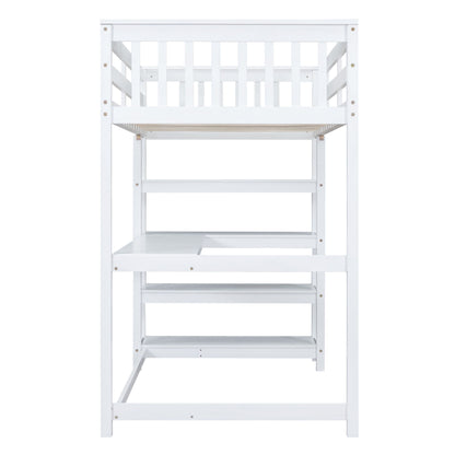Loft Bed With Storage Shelves And Under Bed Desk - The Sleep Loft - Online Mattress Showroom NYC