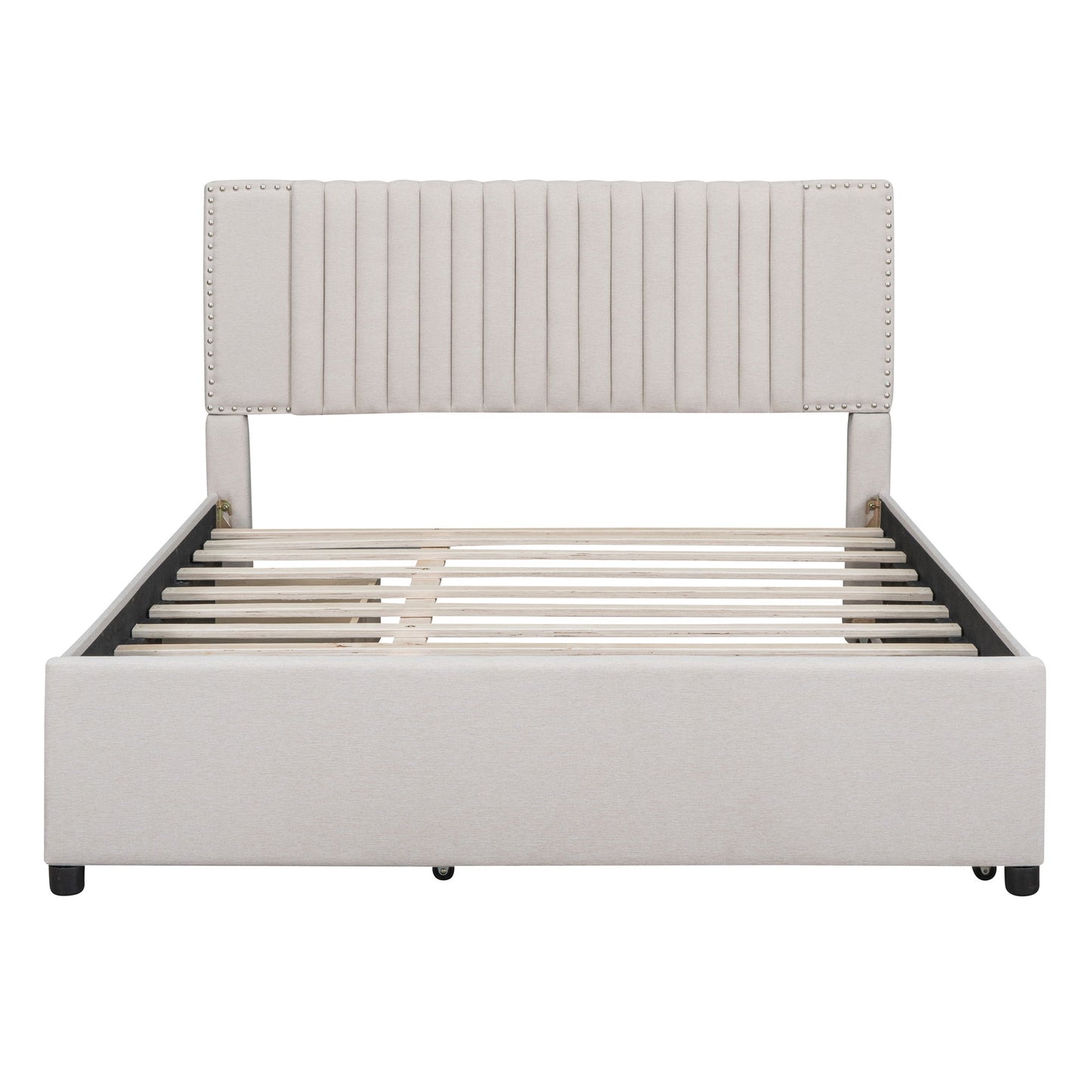 Upholstered Platform Bed With Drawers, Classic Headboard Design - The Sleep Loft - Online Mattress Showroom NYC