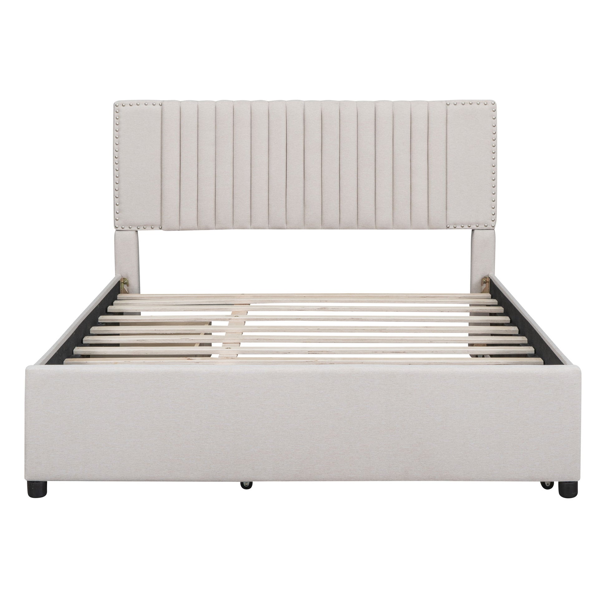 Upholstered Platform Bed With Drawers, Classic Headboard Design - The Sleep Loft - Online Mattress Showroom NYC