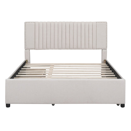 Upholstered Platform Bed With Drawers, Classic Headboard Design - The Sleep Loft - Online Mattress Showroom NYC