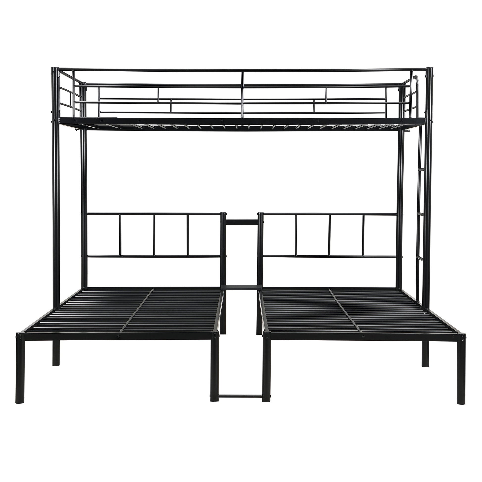 Twin Over Twin Over Twin Triple Bunk Bed With Safety Rails And Storage Shelf - Black - The Sleep Loft - Online Mattress Showroom NYC