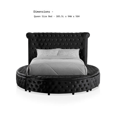 Glam Button Tufted Wingback Round Bed With Storage And USB Ports - The Sleep Loft - Online Mattress Showroom NYC