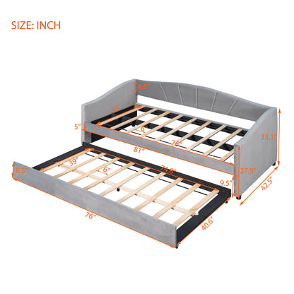 Upholstered Daybed Sofa Bed With Trundle Bed And Wood Slat - The Sleep Loft - Online Mattress Showroom NYC