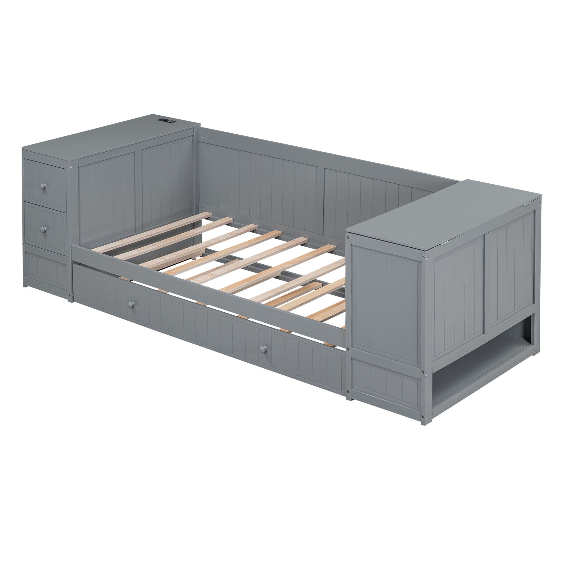 Daybed With Storage Arms, Trundle And Charging Station - The Sleep Loft - Online Mattress Showroom NYC
