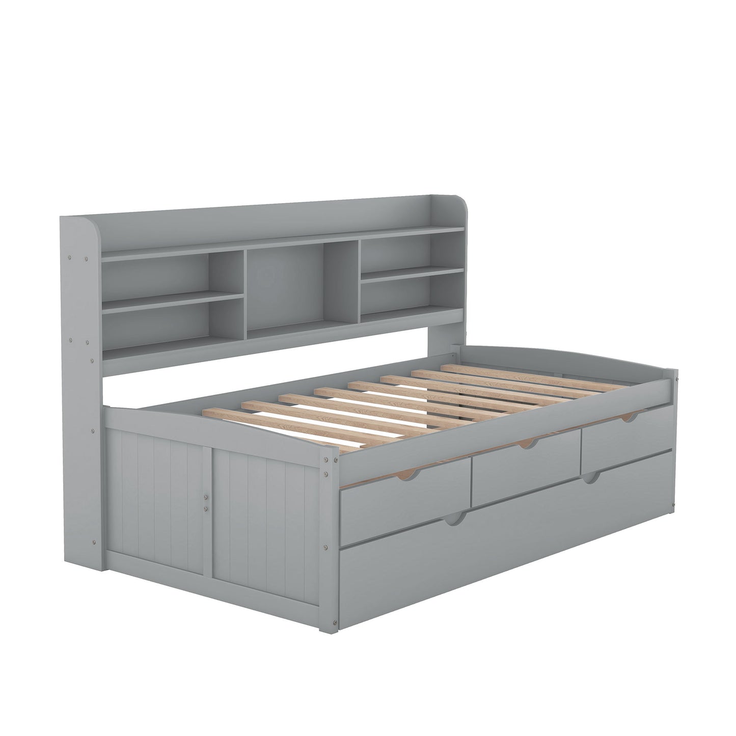 Captain Bed With Built In Bookshelves, 3 Storage Drawers, And Trundle - The Sleep Loft - Online Mattress Showroom NYC
