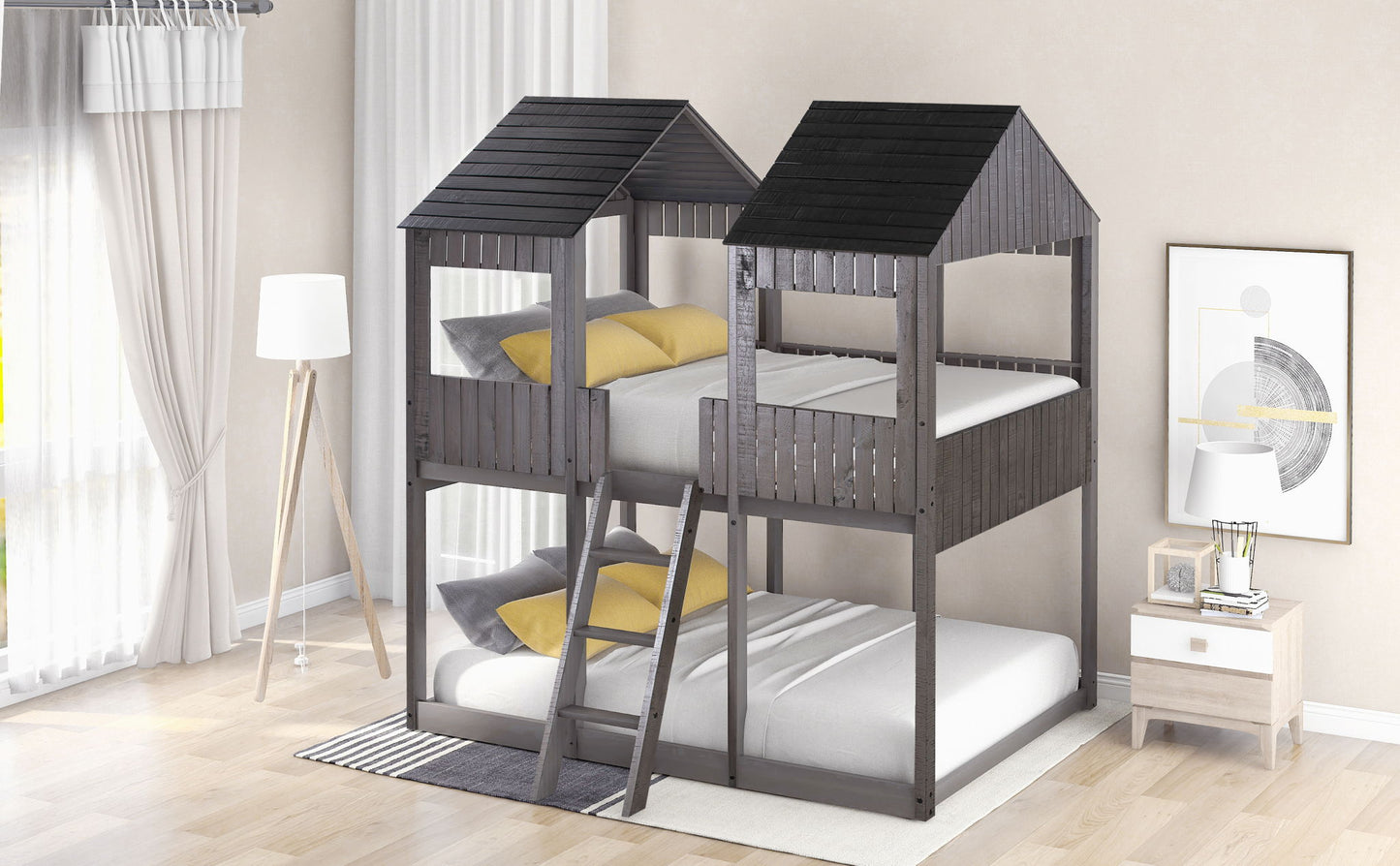 Bunk Bed With Roof, Window, Guardrail, Ladder - The Sleep Loft - Online Mattress Showroom NYC