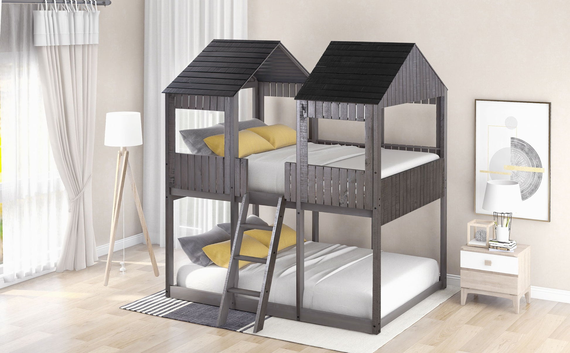 Bunk Bed With Roof, Window, Guardrail, Ladder - The Sleep Loft - Online Mattress Showroom NYC