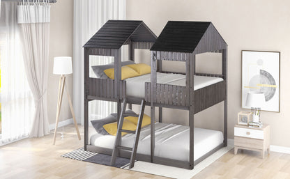 Bunk Bed With Roof, Window, Guardrail, Ladder - The Sleep Loft - Online Mattress Showroom NYC